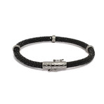 Classic Diamond Stopper Bracelet (Black + White Gold Plated)