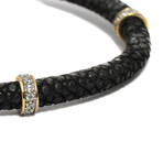 Classic Diamond Stopper Bracelet (Black + White Gold Plated)