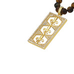 Fleur De Lis Trinity Pendant // Yellow Tiger Eye