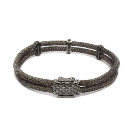 Classic Stoppers // Double Layered Leather Bracelet (Grey)