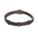 Classic Stoppers // Double Layered Leather Bracelet (Grey)