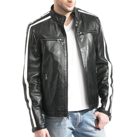 Leather Moto Trim Jacket // Black (S)