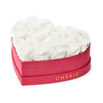 White Roses // Red Suede Heart Box