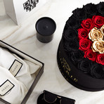 Red + Black + Gold Roses // Black Suede Box