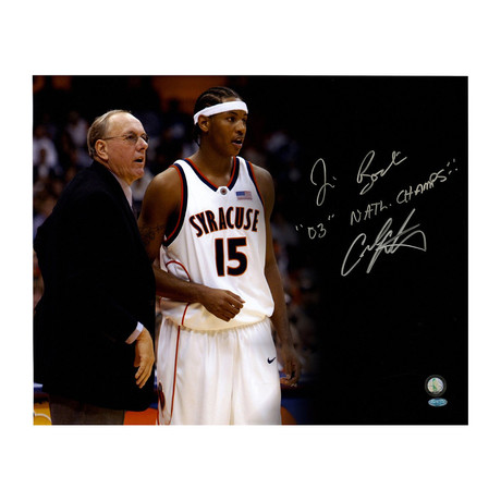 Carmelo Anthony + Jim Boeheim Dual Signed Photo