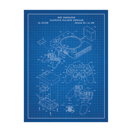 Playstation Dual Shock Controller (Blue Grid)