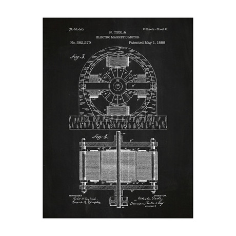 Tesla Electro Magnetic Motor // 1888 (Chalkboard)