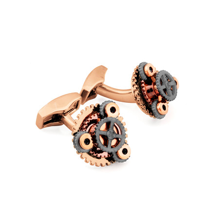 Gear Rotondo Cufflinks // Rose Gold