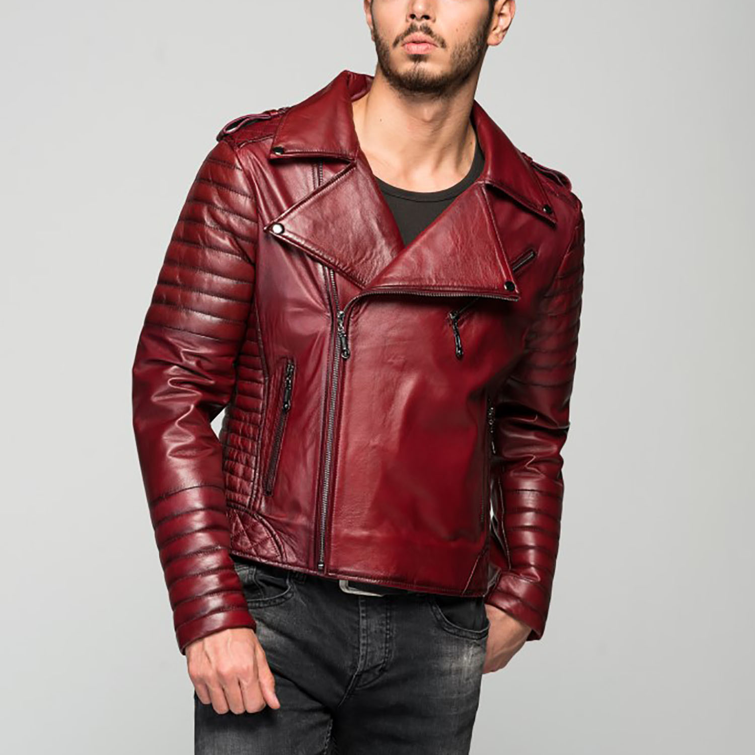 Cross Jacket // Claret Red (XS) - Deda Leather - Touch of Modern