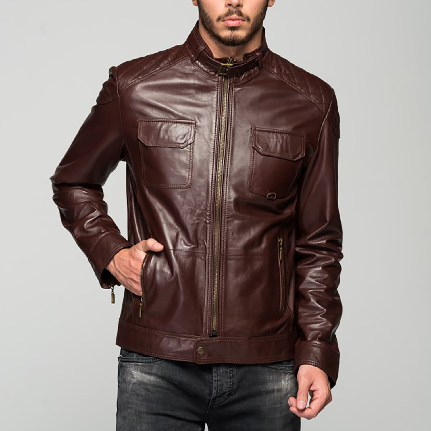 Gavin Jacket // Red Brown (XS) - Deda Leather - Touch of Modern