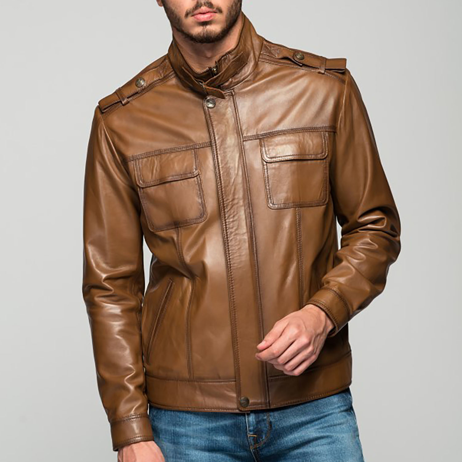 Shoulder Snap Jacket // Antique Brown (XS) - Deda Leather - Touch of Modern
