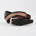 Nylon Striped Tack Single Keeper Belt // Black + Grey + Orange (32)