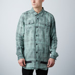 Linen Check Shirt // Mint All Over Black (XL)