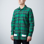 Off White // Diagonal Spray Check Shirt // Green + White (XXS)