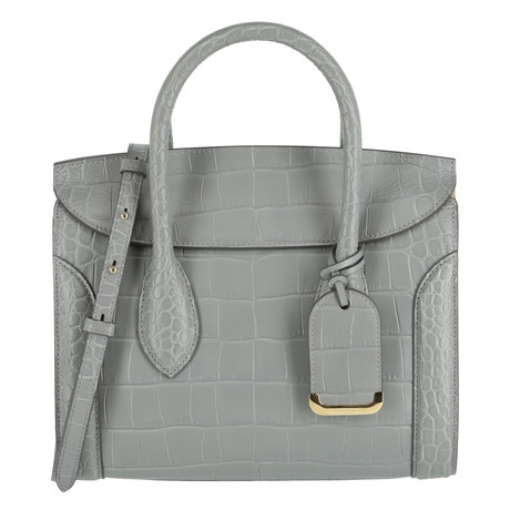 Heroine Shopper 30 // Silky Embossed Croccalf Handbag // Smog