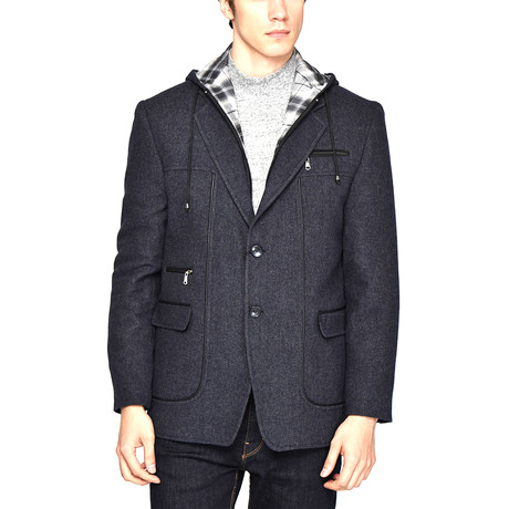 Perry Overcoat // Patterned Dark Blue (L)