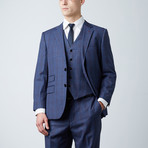 Bresciani // Modern Fit 3 Piece Suit // Checkered Blue (US: 36S)