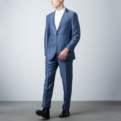 Bresciani // Modern Fit Suit // Herringbone Light Blue (US: 36S)