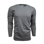Ultra Soft Suede Semi-Fitted Long-Sleeve Crew // Charcoal (S)