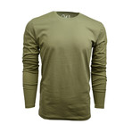 Ultra Soft Suede Semi-Fitted Long-Sleeve Crew // Military Green (XL)