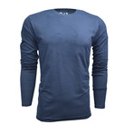 Ultra Soft Suede Semi-Fitted Long-Sleeve Crew // Navy (S)
