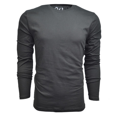 Ultra Soft Suede Semi-Fitted Long-Sleeve Crew // Black (S)
