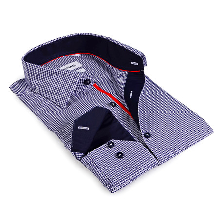 Button-Up Shirt // Navy + Red (S)
