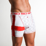 England Boxer Short // White + Red + Gray (M)