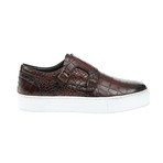 Crocodile Embossed Strapped Slip-On // Coffee (Euro: 44)