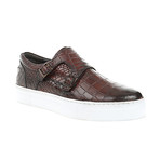 Crocodile Embossed Strapped Slip-On // Coffee (Euro: 44)