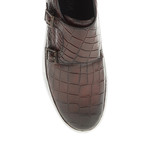 Crocodile Embossed Strapped Slip-On // Coffee (Euro: 44)