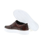 Crocodile Embossed Strapped Slip-On // Coffee (Euro: 44)