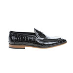 Pointed Crocodile Embossed Penny Loafer // Black (Euro: 40)