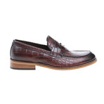 Crocodile Embossed Penny Loafer // Claret Red (Euro: 41)