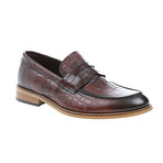 Crocodile Embossed Penny Loafer // Claret Red (Euro: 41)