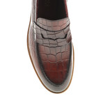 Crocodile Embossed Penny Loafer // Claret Red (Euro: 41)