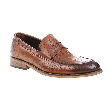 Crocodile Embossed Penny Loafer // Tobacco (Euro: 40)