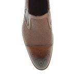 Embossed Perforated Cap Toe Slip-On // Tobacco (Euro: 40)