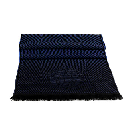 Adone Wool Scarf // Blue + Black