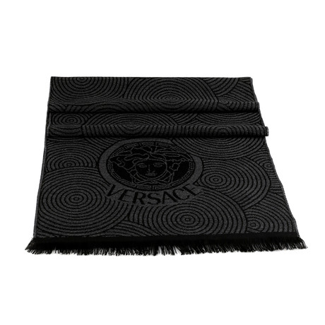 Davide Wool Scarf // Grey + Black