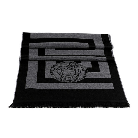 Manuel Wool Scarf // Grey + Black