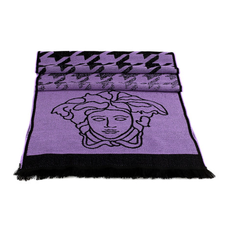 Raffaele Wool Scarf // Purple + Black
