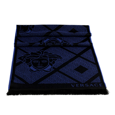 Dante Wool Scarf // Blue + Black