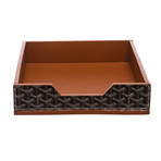 Goyard // Chevron Goyardine Desk Tray // Brown + Black // Pre-Owned