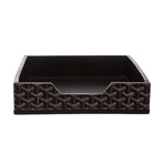 Goyard // Chevron Goyardine Desk Tray // Black + Brown // Pre-Owned