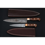 Damascus Kitchen Knife Set // 2 Piece Set