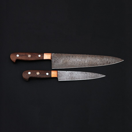 Damascus Kitchen Knife Set // 2 Piece Set