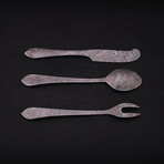 Damascus Medieval Cutlery // 3 Piece Set