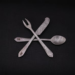 Damascus Medieval Cutlery // 3 Piece Set