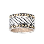 Slanted Bar Design Wide Band Ring (Size 9)